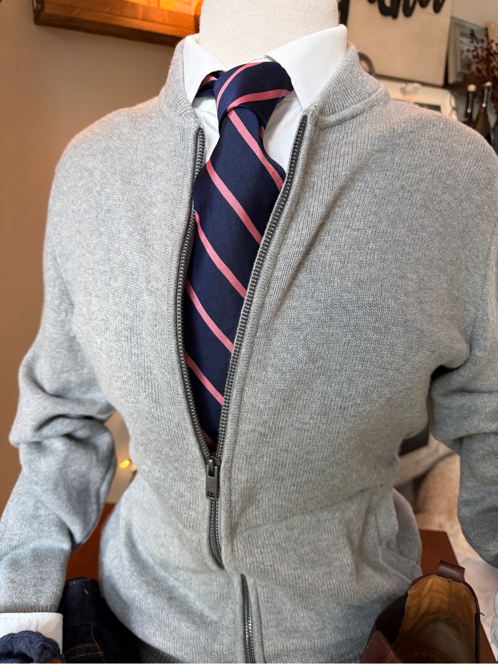 Banana Republic Men’s Small Gray Full Zip 100% Cotton Sweater